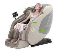 Real Relax 4D Fauteuil de Massage, Fauteuil de Massage Shiatsu zéro gravité avec Piste SL, étirement de Yoga, écran Tactile UI, roulettes, Chauffage et Chargeur sans Fil, PS5200, Marron Sable