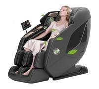 Real Relax Fauteuil de massage 4, Fauteuil de massage Shiatsu zéro gravité avec piste SL, étirement de yoga, écran tactile UI, roulettes, chauffage et chargeur sans fil, PS5200, noir