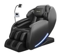 Real Relax Fauteuil de massage complet Zero Gravity SL-Track Shiatsu avec contrôleur de téléphone et support, sécurité enfant, bouton de pause et éclairage LED, Favor-06, noir