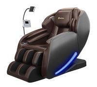 Real Relax Fauteuil de Massage SL-Track Zero Gravity Complet du Corps, Fauteuil de Massage Shiatsu inclinable avec Technologie Heat Body Scan Bluetooth, Favor-06 Marron et Noir