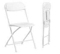 Real Relax Lot de 2 chaises Pliantes en Plastique Blanc, parfaites pour Les fêtes, Les événements en Plein air, capacité de 158,8 kg