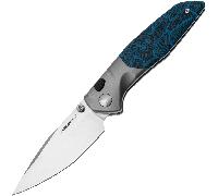 Real Steel Hoeft | Satiné | Titane Argent & G10 Damas Bleu RE-7901DB