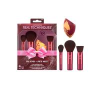 Real Techniques Blend + Jet Set 4-Piece Set, Mini Makeup Brush Kit with Miracle Complexion Sponge, Travel-Ready Tools for Cream, Liquid, Powder, Flawless Application, Vegan & Cruelty-Free