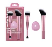 Real Techniques Cheeky Trio 3 Piece Makeup Brush Set | Pinceaux de maquillage pour crèmes, liquides et poudres, outils de maquillage pour le visage pour les utilisateurs de