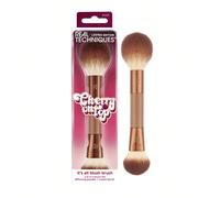 Real Techniques Cherry On Top Duo de pinceaux à blush 2-en-1, pinceau à joues effilé 104 pour appliquer avec précision le blush liquide + crème pour une touche de couleur, pinceau moelleux doux 105 po