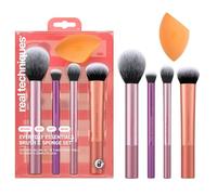 Real Techniques Ensemble de 5 pièces Everyday Essentials +, pinceaux à maquillage et éponge à maquillage, pour fond de teint, fard à joues, poudre bronzante, sans cruauté envers les animaux
