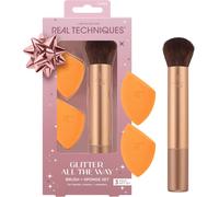 Real Techniques Glitter All The Way Brush + Sponge Kit, 3 Piece Limited Edition Gift Set