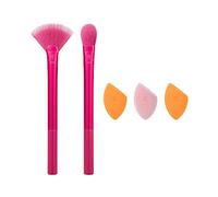 Real Techniques Limited Edition Starlite Nights Brush + Sponge Kit, Makeup Brush & Makeup Blending Set, For Concealer, Foundation, & Powder, For Matte or Dewy Skin, 5 Piece Gift Set