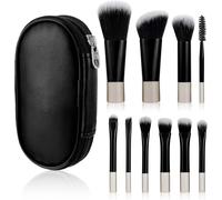 Real Techniques Lot De 10 Mini Pinceaux De Maquillage Professionnels De Voyage Pour Le Vi Et Les Yeux - Ensemble De Pinceaux De Maquillage Compacts Avec Pinceau À Poudre (Noir)