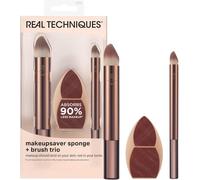 Real Techniques Makeupsaver Trio D¿Éponge + Pinceaux De Maquillage Pour Formulations Liquides Et Crèmes Finition Naturelle Et Réduction Des Déchets De Maquillage Sans Cruauté Envers Les Animaux Et