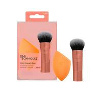 REAL TECHNIQUES Mini Travel Duo Lot de 2 pinceaux de maquillage végétaliens en forme de dôme, synthétiques, sans cruauté envers les animaux