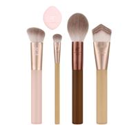 Real Techniques New Nudes Blurred Base Kit, Set 5 Pinceaux Teint avec Houpette, pour Fond de Teint, Anti-Cernes, Blush, Contour & Poudre, Fibres Douces, Cruelty-Free