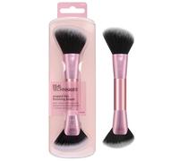 Real Techniques Pinceau Finition Éventail Biseauté, outil maquillage 2-en-1 pour blush, bronzer & contour, utilisable avec liquide, crème & poudre, végan, sans cruauté, format voyage, 1 pièce