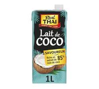REAL THAI - Lait de Coco Naturel 85 % sans Additifs, Saveur Riche et Onctueuse (Brique 1L) - Le lot de 3