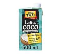 REAL THAI - Lait de Coco Naturel 85% Sans Additifs, Texture Crémeuse et Pure (Brique 500mL) - Le Lot De 3