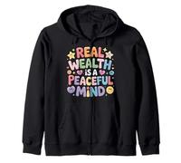 Real Wealth is A Peaceful Mind Paix, Argent, Vérité |- Sweat à Capuche