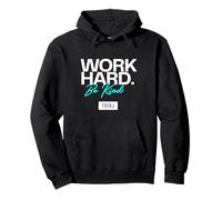 Real - Work Hard Be Kind Logo Blanc et Bleu Sweat à Capuche