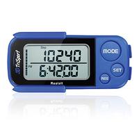 Realalt 3DTriSport Podomètre avec clip et drago, eBook inclus, mémoire de 30 jours, compteur de pas précis, distance (miles/km), compteur de calories, suivi du temps d'exercice quotidien - Bleu