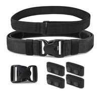 Realand Duty Belt Enforcement, ceinture de police en nylon de 5cm avec ceinture intérieure, 4 fixations de ceinture et 2 boucles de ceinture, ceinture de sécurité pratique tactique, M