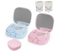 Realand Étui pour lentilles de contact avec rondelle nettoyante, étui de contact avec miroir, pince à épiler, outil de retrait pour un usage quotidien en plein air