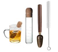 Realand Infuseur à thé pour feuilles de thé en vrac, infuseur à thé en verre avec cuillère à café et brosse de nettoyage, infuseur à thé réutilisable en vrac avec liège, diffuseurs de thé