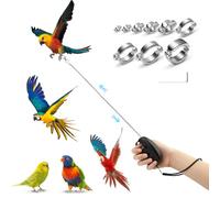 Realand Laisse rétractable automatique de 6 m, anti-morsure avec anneaux de pied en alliage, réglable pour perroquet, conure, perruche (6 m)