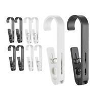 Realand Lot de 10 grandes épingles à linge avec crochets - Crochets à linge robustes avec clips, clips réversibles pour suspendre serviettes, rideaux de douche, bottes, chaussettes, peignoirs