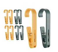 Realand Lot de 10 grandes épingles à linge avec crochets - Crochets à linge robustes avec clips, clips réversibles pour suspendre serviettes, rideaux de douche, bottes, chaussettes, peignoirs