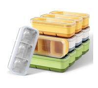 Realand Lot de 12 bacs à glaçons avec couvercle pour saveur individuelle, bac à glaçons en silicone à libération facile pour congélateur, bac à glaçons empilable à 3 cubes avec couvercle résistant aux