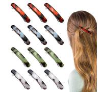 Realand Lot de 12 barrettes à cheveux françaises pour femme, pinces automatiques pour cheveux fins et épais, 6,3 cm, petites pinces à cheveux ovales - 4 couleurs