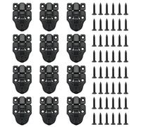 Realand Lot de 12 loquets à moraillon avec trou pour cadenas, boîte à outils à bec de canard avec vis, pour porte d'armoire, étui de guitare, coffre, boîte à bijoux en bois, noir