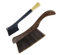 Realand Lot de 2 brosses pour moulin à café et balai à main, brosses de nettoyage amovibles pour machine à expresso, outils de barista, brosse à poussière en bois robuste pour comptoir