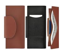 Realand Lot de 2 enveloppes à 2 fentes pour espèces, organiseur d'argent et porte-cartes de crédit, portefeuille en cuir synthétique pour homme et femme, Noir et marron.