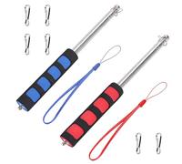 Realand Lot de 2 mâts télescopiques portables en acier inoxydable avec clips pour guide touristique, entraînement de cheval, festival (1,6 m)