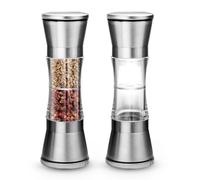 Realand Lot de 2 moulins à poivre et sel 2 en 1 en acier inoxydable 304 rechargeable avec rotor en céramique réglable