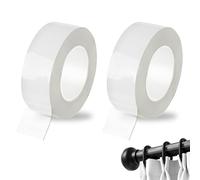 Realand Lot de 2 rouleaux de ruban coulissant pour tringle à rideau de douche de 5,1 cm x 10 m, lisse et silencieux, transparent