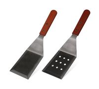Realand Lot de 2 spatules en métal pour la cuisson en fonte, ensemble de spatules en acier inoxydable très résistantes, spatules pour gril plat, poisson, hamburger, spatule pour cuisine, poignée