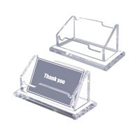 Realand Lot de 2 supports de cartes de visite en acrylique transparent avec base épaisse, étui de rangement pour cartes de visite pour bureau, exposition, 1 fente, lot de 2