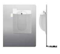 Realand Lot de 2 supports de souris à coller pour ordinateur portable, grande pochette large et fine avec adhésif réutilisable, manchon élastique pour souris sans fil, disque dur, stylo, gris