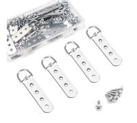 Realand Lot de 20 anneaux en D avec vis - Matériel de suspension robuste à 4 trous pour peinture, horloge, miroir, œuvres d'art, photos, crochets avec boîte de rangement