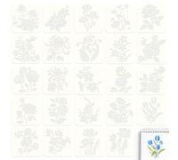 Realand Lot de 24 pochoirs de fleurs pour peinture - Lotus, tulipe, campanule et rose - Pochoirs réutilisables pour travaux manuels, dessin, peinture en aérosol sur mur, bois, papier, toile, 13 x 13