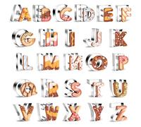Realand Lot de 26 grands emporte-pièces en forme de lettres de l'alphabet de 6,5 cm en acier inoxydable pour Noël, anniversaire, vacances