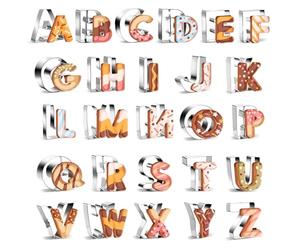 Realand Lot de 26 grands emporte-pièces en forme de lettres de l'alphabet de 6,5 cm en acier inoxydable pour Noël, anniversaire, vacances