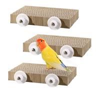 Realand Lot de 3 jouets à mâcher pour cage à perroquet, perchoir à oiseaux, en carton de taille moyenne, support de conure, calopsitte, plate-forme de broyage, accessoires de cage pour perruches,