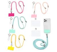 Realand Lot de 4 cordons universels pour téléphone portable, sangle de cou réglable, antivol avec 6 languettes d'attache et 8 anneaux à ressort, Rose blanc + jaune rose + vert rose + rose rouge blanc,