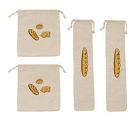 Realand Lot de 4 grands sacs à pain réutilisables en lin pour pain fait maison, grand sac de rangement en tissu, avec cordon de serrage, pour baguette, pain, pain au levain pour offrir aux boulangers