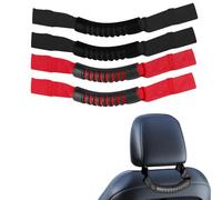 Realand Lot de 4 poignées universelles pour appuie-tête de siège arrière de voiture - Poignées de préhension pour camion, SUV, pickup, accessoires d'intérieur - Noir + rouge