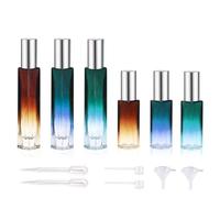 Realand Lot de 6 flacons de parfum rechargeables portables dégradés avec entonnoir et pipette, flacons de parfum carrés en verre vides