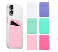 Realand Lot de 6 porte-cartes pour étui de téléphone, dos extensible de téléphone à coller sur la poche autocollante, pochette pour carte de crédit, 6 couleurs., Support, Mode