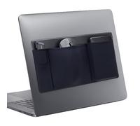 Realand Pochette 3 poches pour ordinateur portable pour souris et disque dur, support adhésif, pochette élastique pour SSD externe portable, téléphone, câble USB, stylo, noir